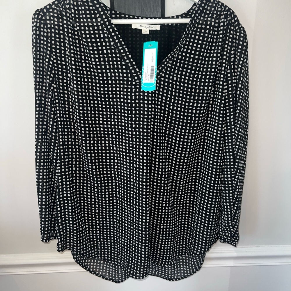 Chic Black and White Polka Dot Blouse